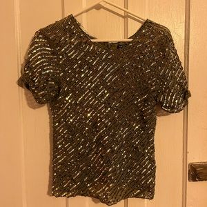 Sheer sequined knit top